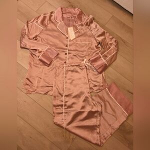 71.Nwt We Are Hah - Free People Satin Pink Pajama Set